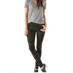 7 for All Mankind Stretchy Jeans Black & Gray Floral Jacquard Jeans Size 27